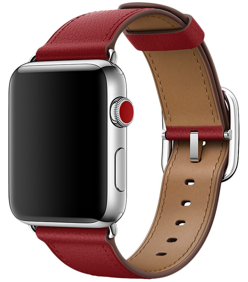 Ремешок кожаный Apple Watch 38/40 мм Genuine красный в Тюмени